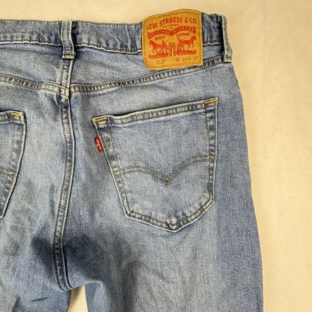 Levi's 512 Jeans Men 34x32 Blue Slim Taper Leg Medium Wash Mid Rise Stretch